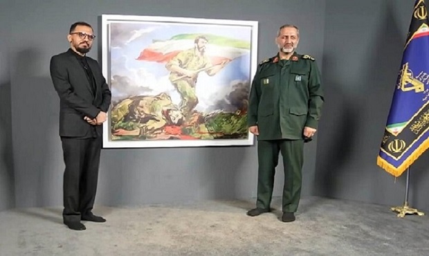 «پاسداران وطن» روح‌الامین به سردار موسوی اهدا شد؛ رونمایی نقاشی جدید