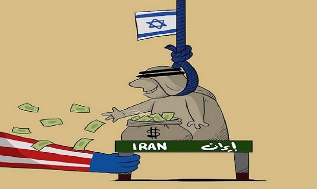 کارتون کمال شرف هنرمند یمنی در کنایه به وضعیت برخی سران عربی در قبال جنگ با ایران