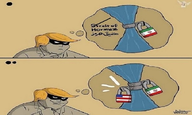 کمال شرف، کاریکاتوریست یمنی اینطور طرح محاصره دریایی ترامپ را مسخره کرد